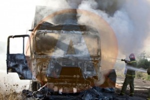 În plină acţiune, o autospecială de deszăpezire a luat foc, în comuna Vlad Ţepeş